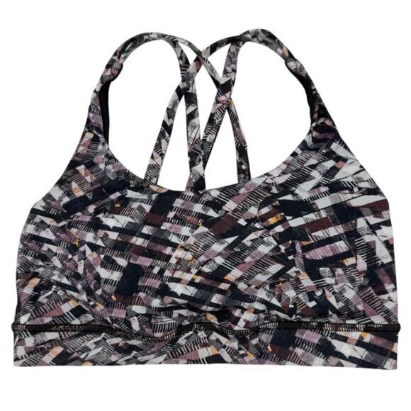 LULULEMON Energy Bra Medium Support B–D Cup Sz 4 Kaleidoscopic Pink Multi - Picture 4 of 7